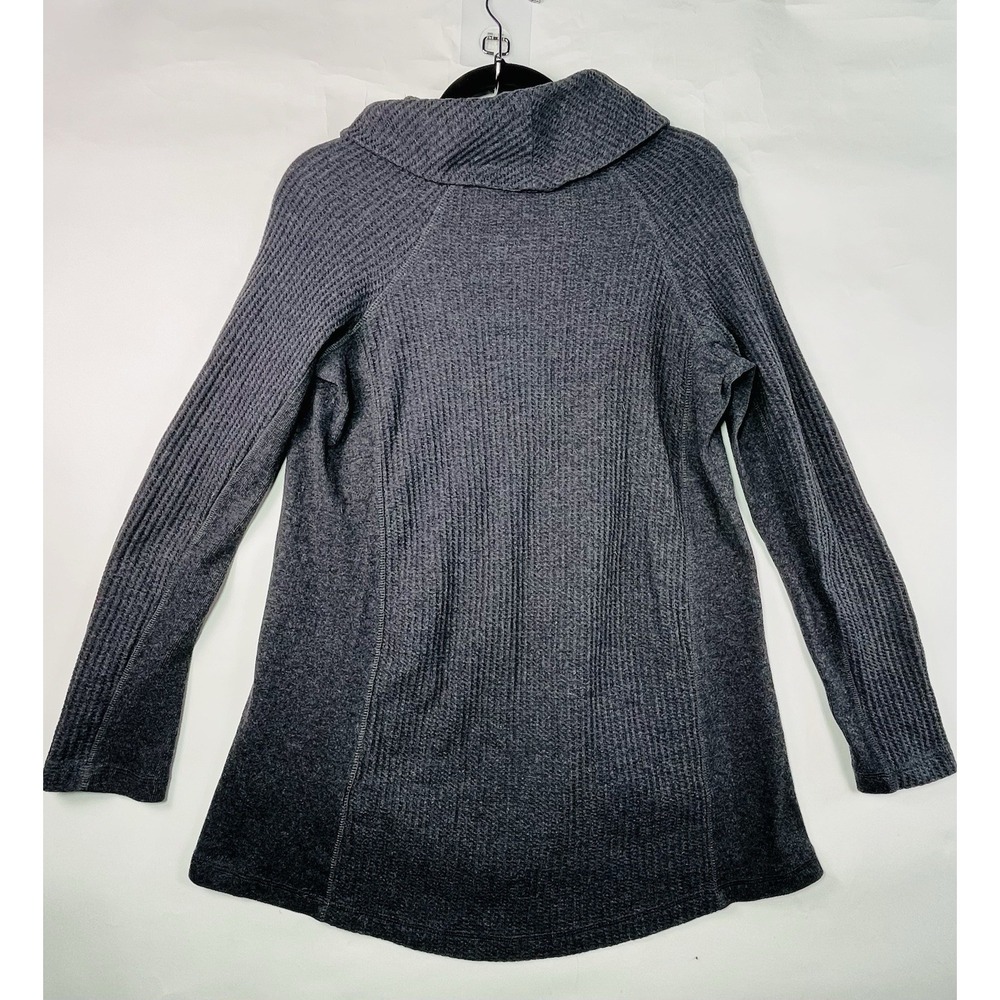 Soft Surroundings Cowl Neck Waffle Knit Sweater Top Women's Size M Gray READ - Picture 12 of 12
